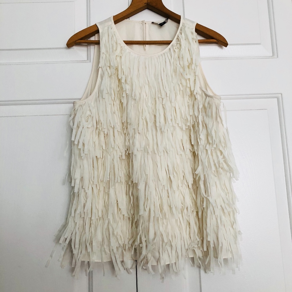 White fringe top